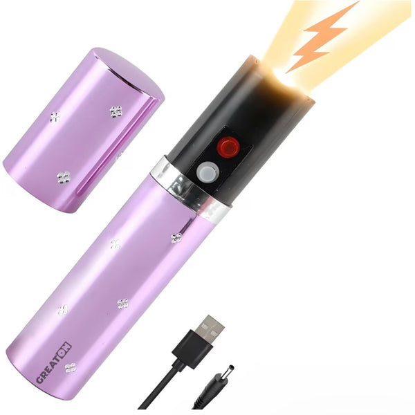 Electrosoc Tip Ruj, 5000KV, Lanternă, USB  Autoapărare Roz
