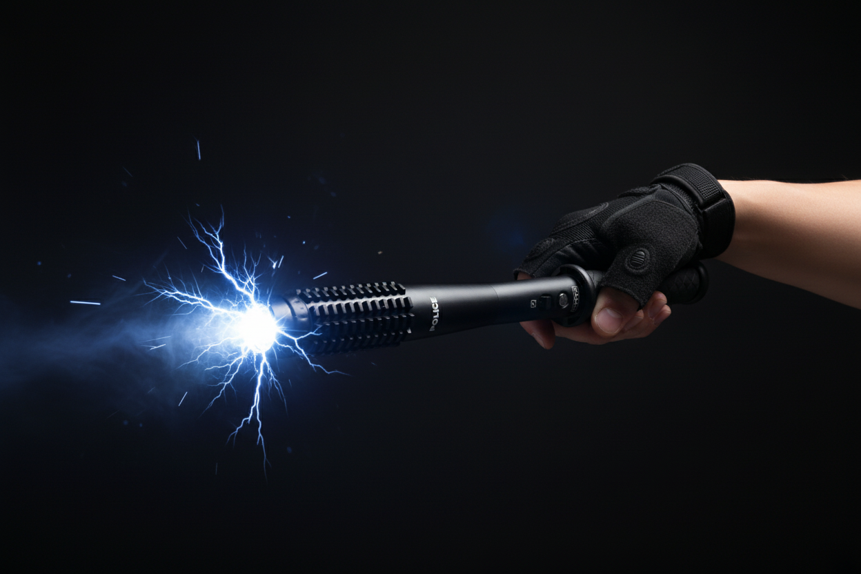 Baston Police HY-1118B – Protecție Completă cu Electrosoc și Lanternă LED