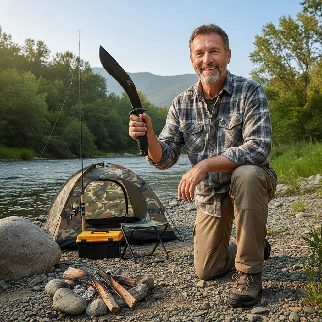 Macetă Kukri 40 cm Neagră - Teacă Textilă pentru Camping și Pescuit