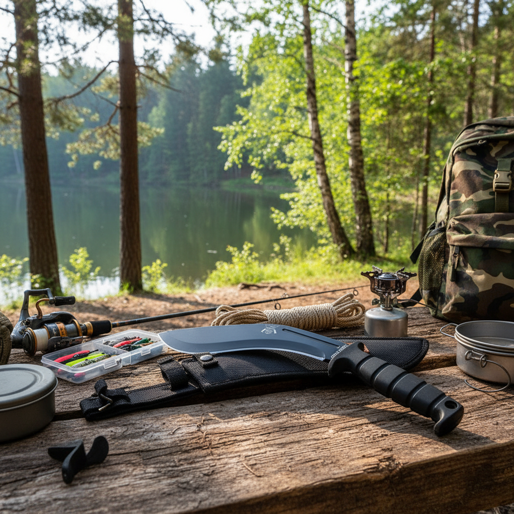 Macetă Kukri 40 cm Neagră - Teacă Textilă pentru Camping și Pescuit