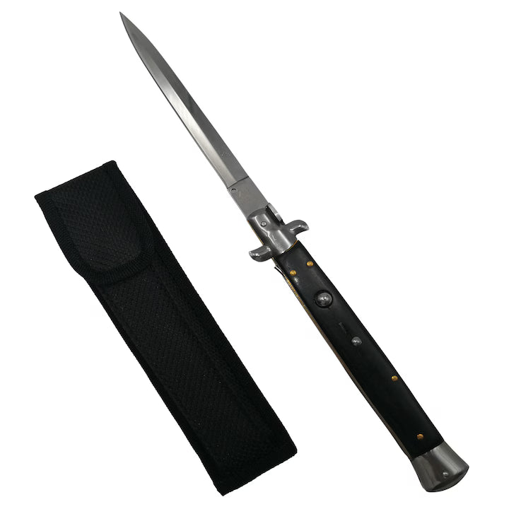 Briceag Stiletto cu Deschidere Automată 34cm - Negru