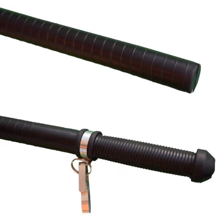 Baston din Cauciuc Negru cu Prindere la Curea