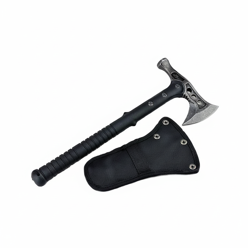 Topor Tactic Tomahawk - Oțel Inoxidabil, Mâner Polimer, 39 cm, Teacă